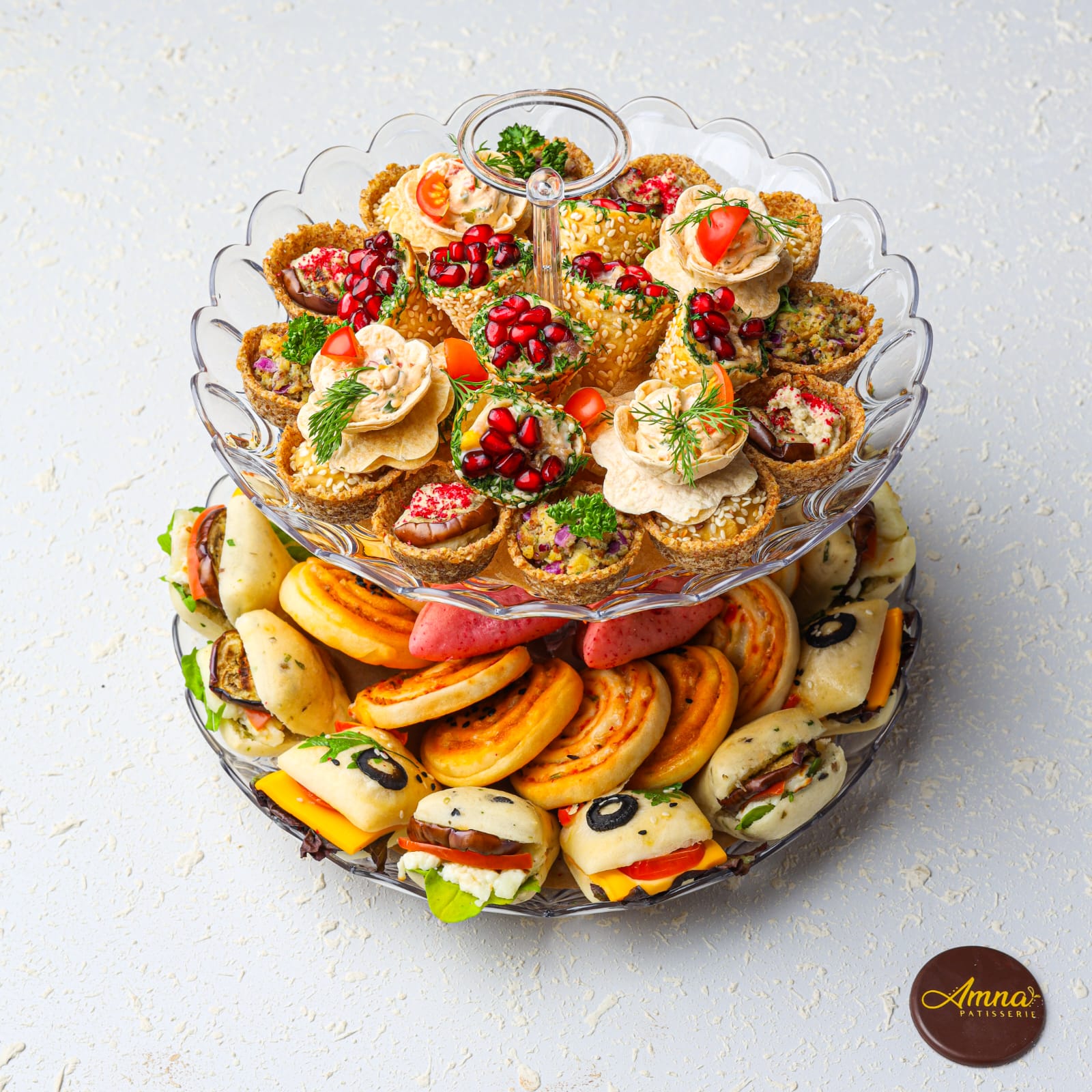 2-Tier Mix Sandwich & Savories Tarts & Cone
