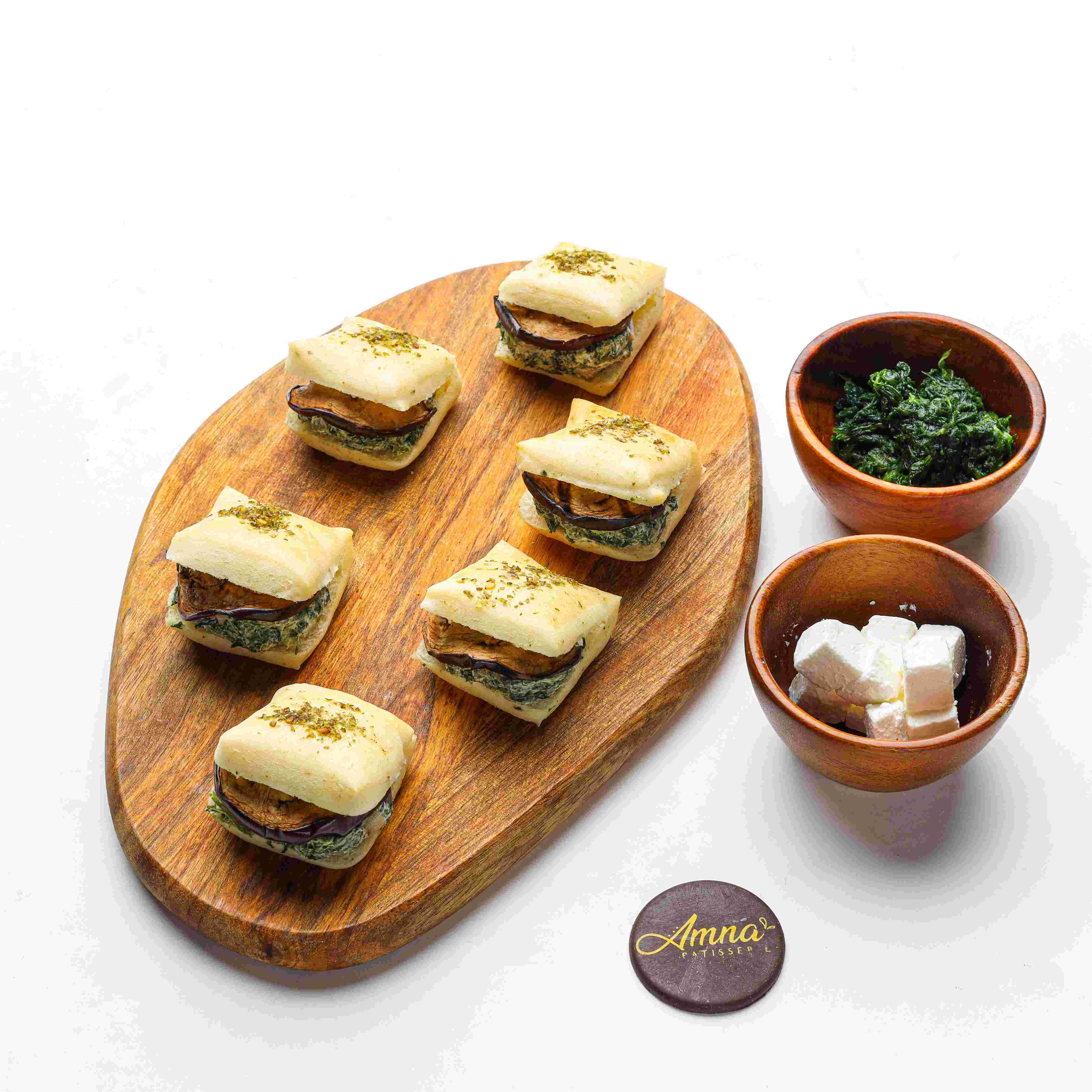 Square White Bread With Eggplant & Feta Cheese (12 pieces)