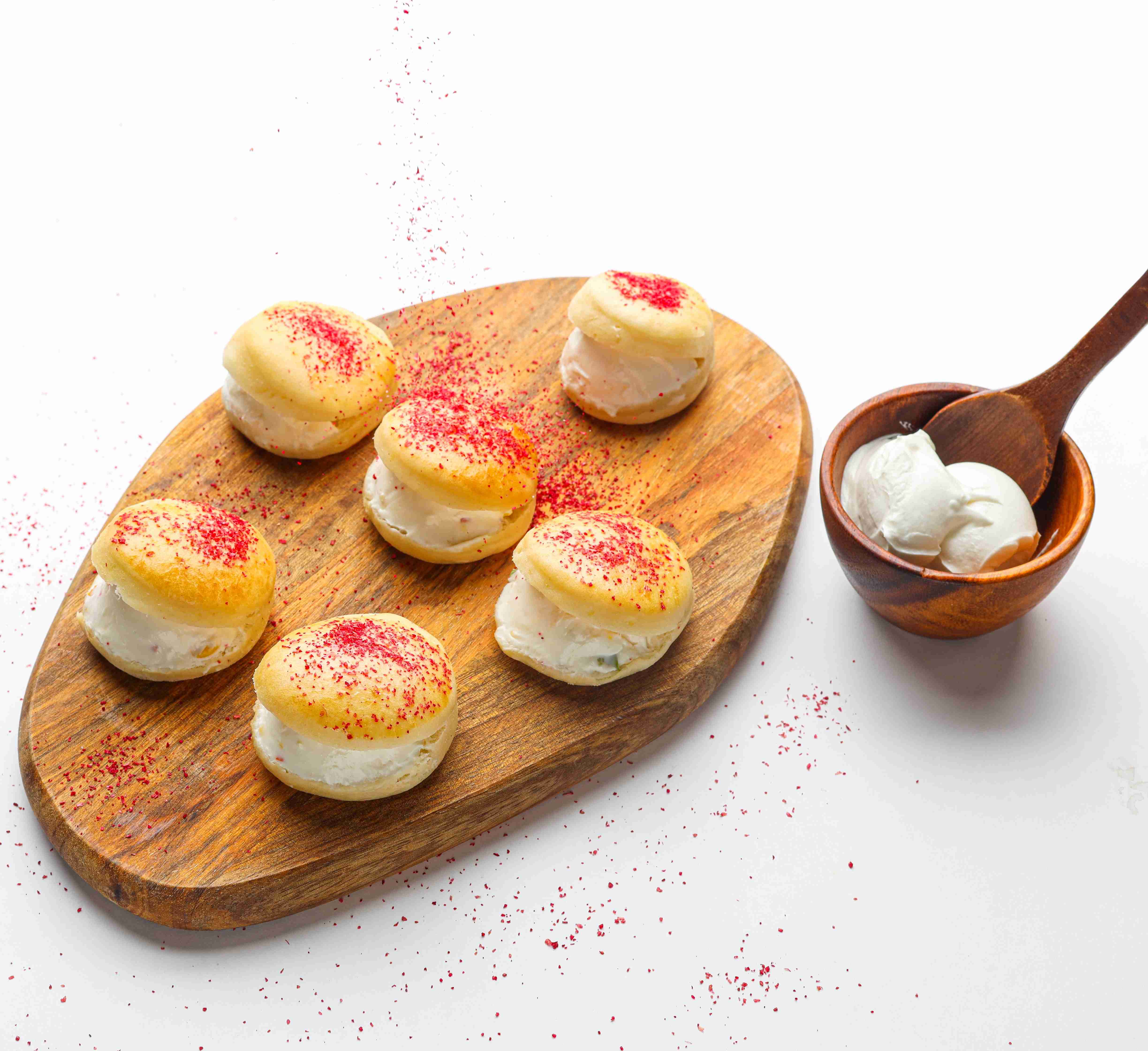 Round White Bread  Labneh with Corn