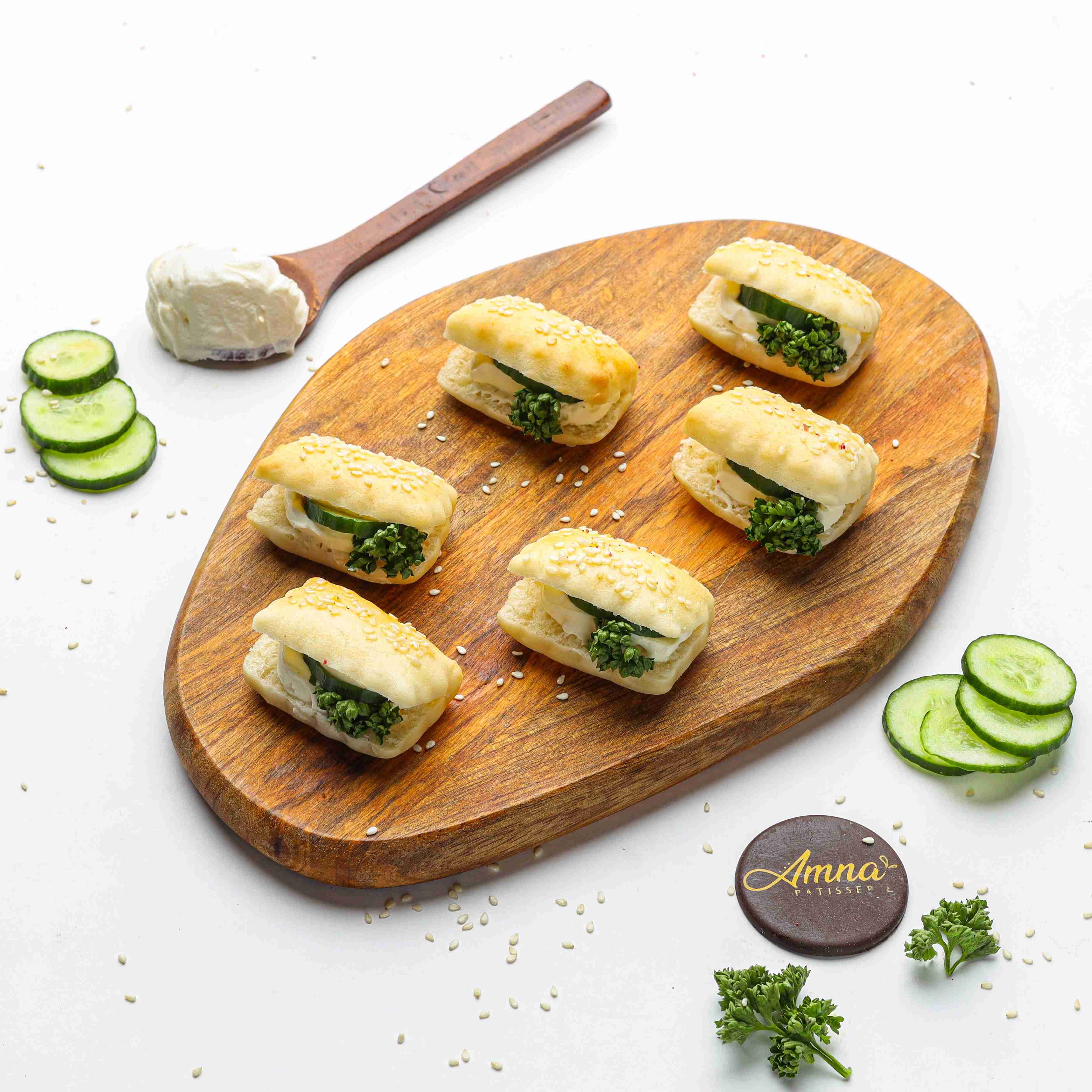 Samoon White Bread With Cream Cheese & Cucumber (12 pieces)